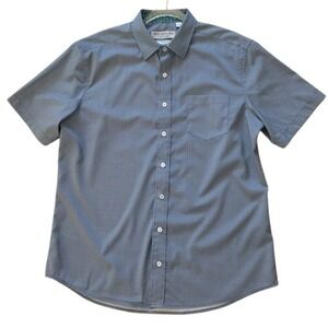 Nick Graham Button Up Shirt Man‎ L Blue Everywhere Stretch Modern Fit Short Slvs